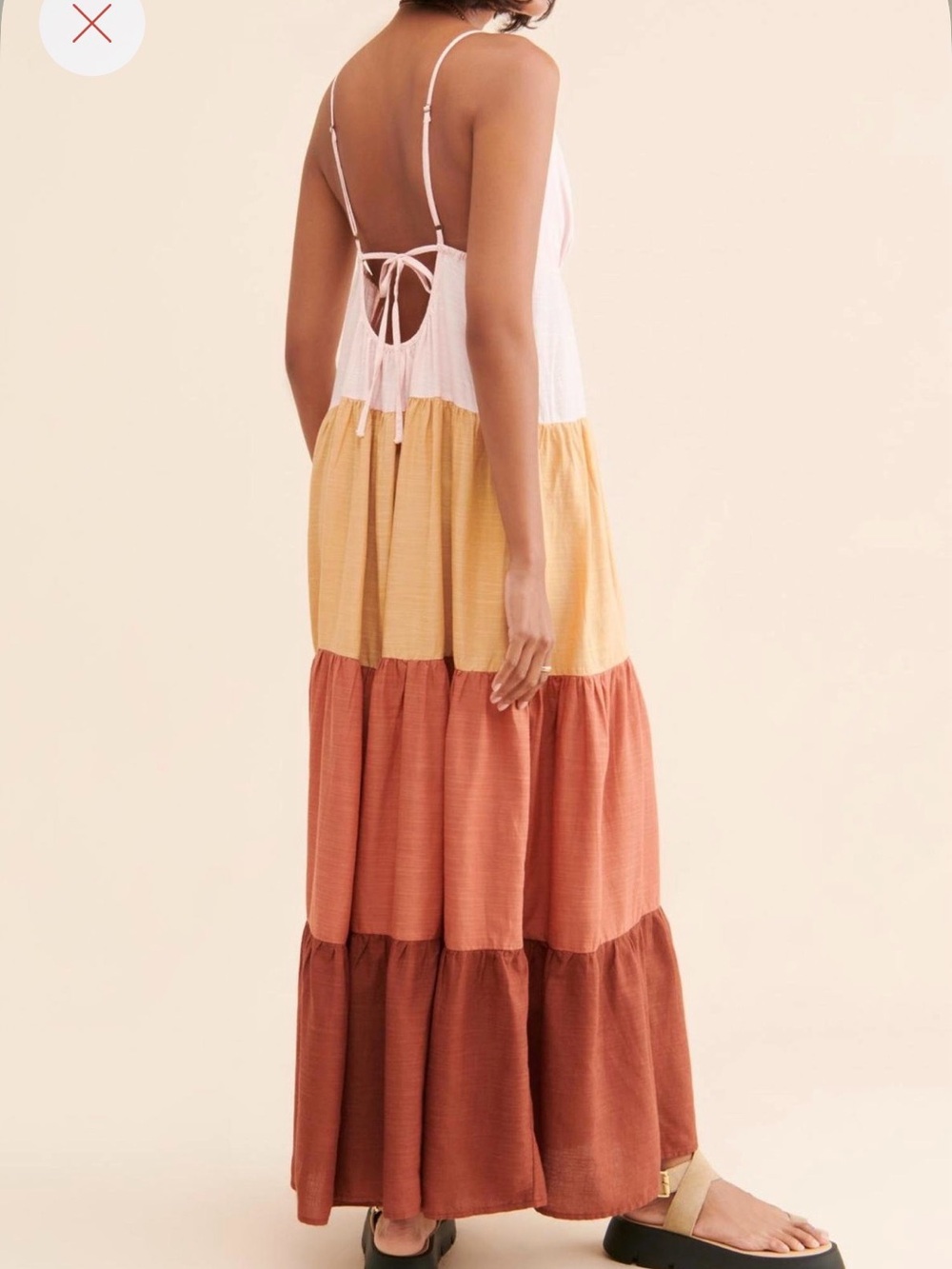 Anthropologie Tiered Maxi Dress in Cream, Yellow, Orange, Rust, Brown